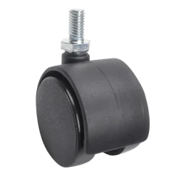 Roulette jumelée pivotante sans frein ø40 mm, tige filetée 8 x 15 mm, charge max 30kg