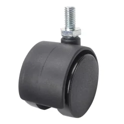 Roulette jumelée pivotante sans frein ø40 mm, tige filetée 8 x 15 mm, charge max 30kg
