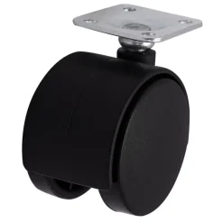 Roulette jumelée pivotante sans frein ø50 mm, plaque 38 x 38 mm, charge max 40 kg