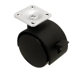 Roulette jumelée pivotante avec frein ø50 mm, plaque ø38 mm, charge max 40kg