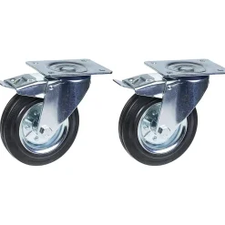 Roulette 200mm 8" à bandage caoutchouc, pivotante avec frein, forte capacité de 400kg, jeu de 2