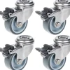 Roulette 50mm 2" en acier inoxydable caoutchouc gris, pivotante avec frein, 160kg, jeu de 4