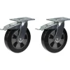 Roulette 200mm 8" pivotante en caoutchouc noir avec frein, forte capacité de 900kg, jeu de 2