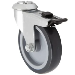 Roulette pivotante avec frein ø100 mm, œil, charge max 70kg