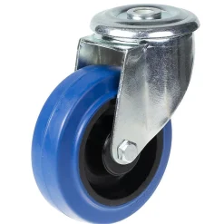 Roulette pivotante de 100 mm avec caoutchouc élastique bleu sur roue centrale en nylon