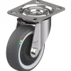 Roulette pivotante de 100 mm en acier inoxydable avec thermoplastique gris conducteur d'électricité.