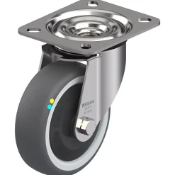 Roulette pivotante de 100 mm en acier inoxydable avec thermoplastique gris conducteur d'électricité.