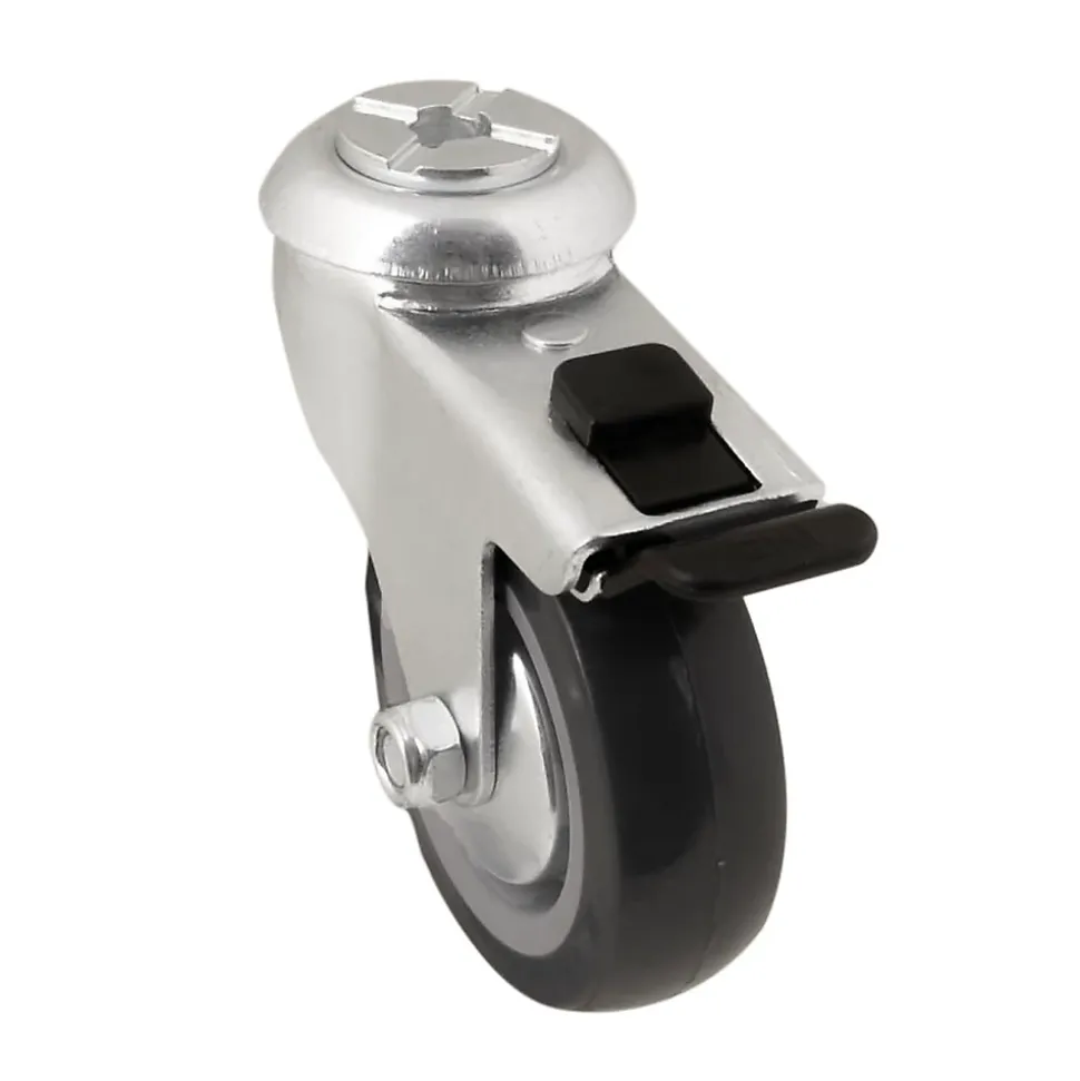 Roulette pivotante grise ø7.5 cm avec freins, charge max 60 kg