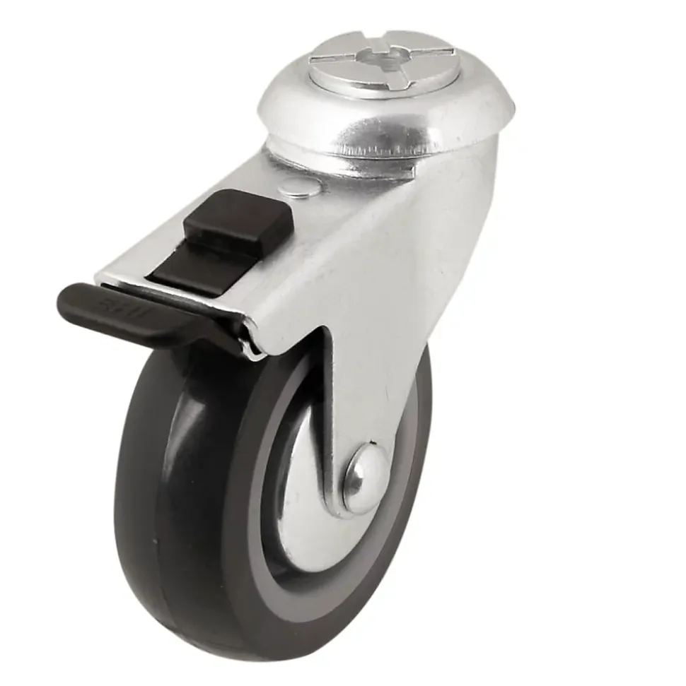 Roulette pivotante grise ø7.5 cm avec freins, charge max 60 kg