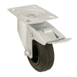 Roulette pivotante noire ø10 cm avec freins, charge max 75 kg