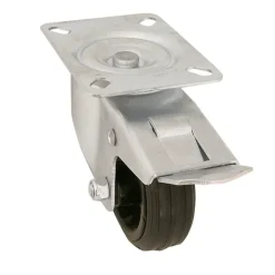 Roulette pivotante noire ø8 cm avec freins, charge max 70 kg