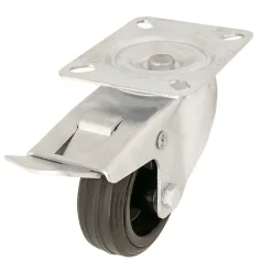 Roulette pivotante noire ø8 cm avec freins, charge max 70 kg