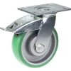 Roulette pivotante/frein de 160mm avec polyuréthane élastique convexe vert sur fonte ce