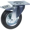 Roulette pivotante/frein de 160 mm en caoutchouc noir sur roue centrale en acier embouti