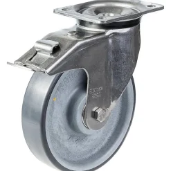 Roulette pivotante/frein de 160 mm en acier inoxydable avec disque conducteur gris
