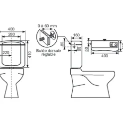 Réservoir WC - BI FLO - Regiplast - Double débit - Bas