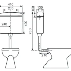 Réservoir WC - REGI SUPER - Regiplast - Simple débit - Semi-bas - Interrompable