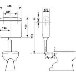 Réservoir WC - REGI SUPER - Regiplast - Simple débit - Semi-bas - Interrompable