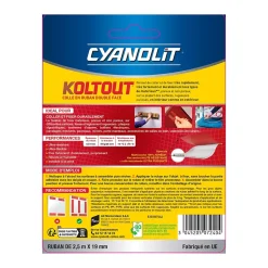 Ruban adhésif double face Cyanolit Koltout Express 2,5 m x 19 mm