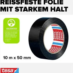 Ruban adhésif toil é tesa Extra Power 56348-00001-05 noir 10 m x 50 mm