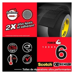Ruban adhésif toile de réparation Scotch Extremium 25 x 48 mm noir