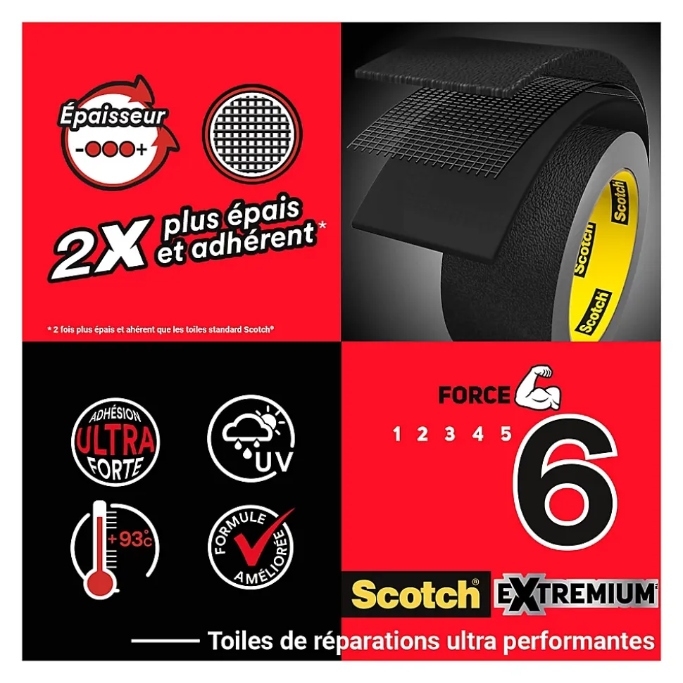 Ruban adhésif toile de réparation Scotch Extremium 25 x 48 mm noir