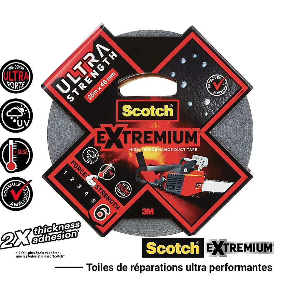 Ruban adhésif toile de réparation Scotch Extremium 25 x 48 mm noir