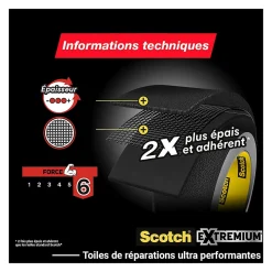 Ruban adhésif toile de réparation Scotch Extremium 25 x 48 mm noir