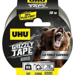Ruban adhésif UHU Grizzly tape gris 10m