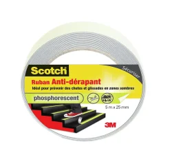 Ruban anti-dérapant rond blanc phosphorescent Scotch 25 mm x 5 m