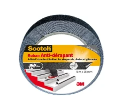Ruban anti-dérapant rond noir Scotch 25 mm x 5 m