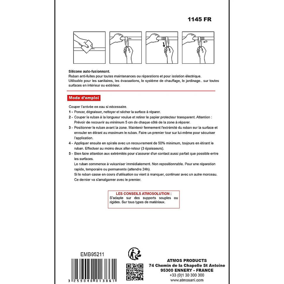 Ruban anti-fuites Atmos Extrême Tape rouge 3m