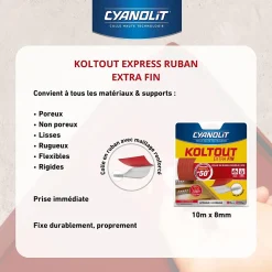 Ruban colle Koltout extra fin h. 8 mm x l. 10 m