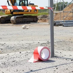 Ruban de chantier Diall rouge & blanc 50 mm x 100 m