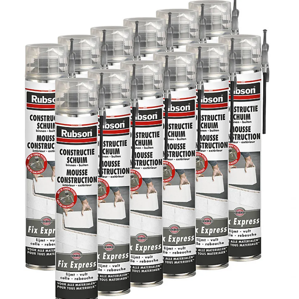 RUBSON Lot de 12 Mousses construction 750ml Fix Express