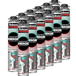 RUBSON Pack de 12 Mousses Expansives Énergie Pistolable Gris 750ml
