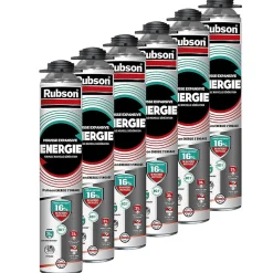 RUBSON Pack de 6 Mousses Expansives Énergie Pistolable Gris 750ml