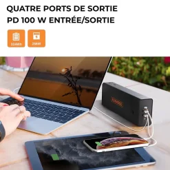 RUNHOOD EB324 - Batterie Portable 324 Wh + Onduleur AC 80 W - Modulaire