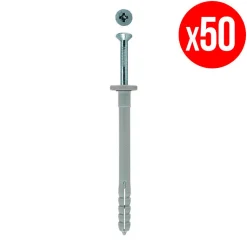 Sachet De 50 Chevilles À Frapper Fischer N-f Avec Clou En Acier Électrozingué