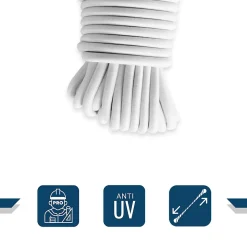 Sandow élastique Blanc 30 mètres - Qualité PRO TECPLAST 9SW - Tendeur pour bâche de diamètre 9 mm