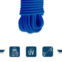 Sandow élastique Bleu 15 mètres - Qualité PRO TECPLAST 9SW - Tendeur pour bâche de diamètre 9 mm