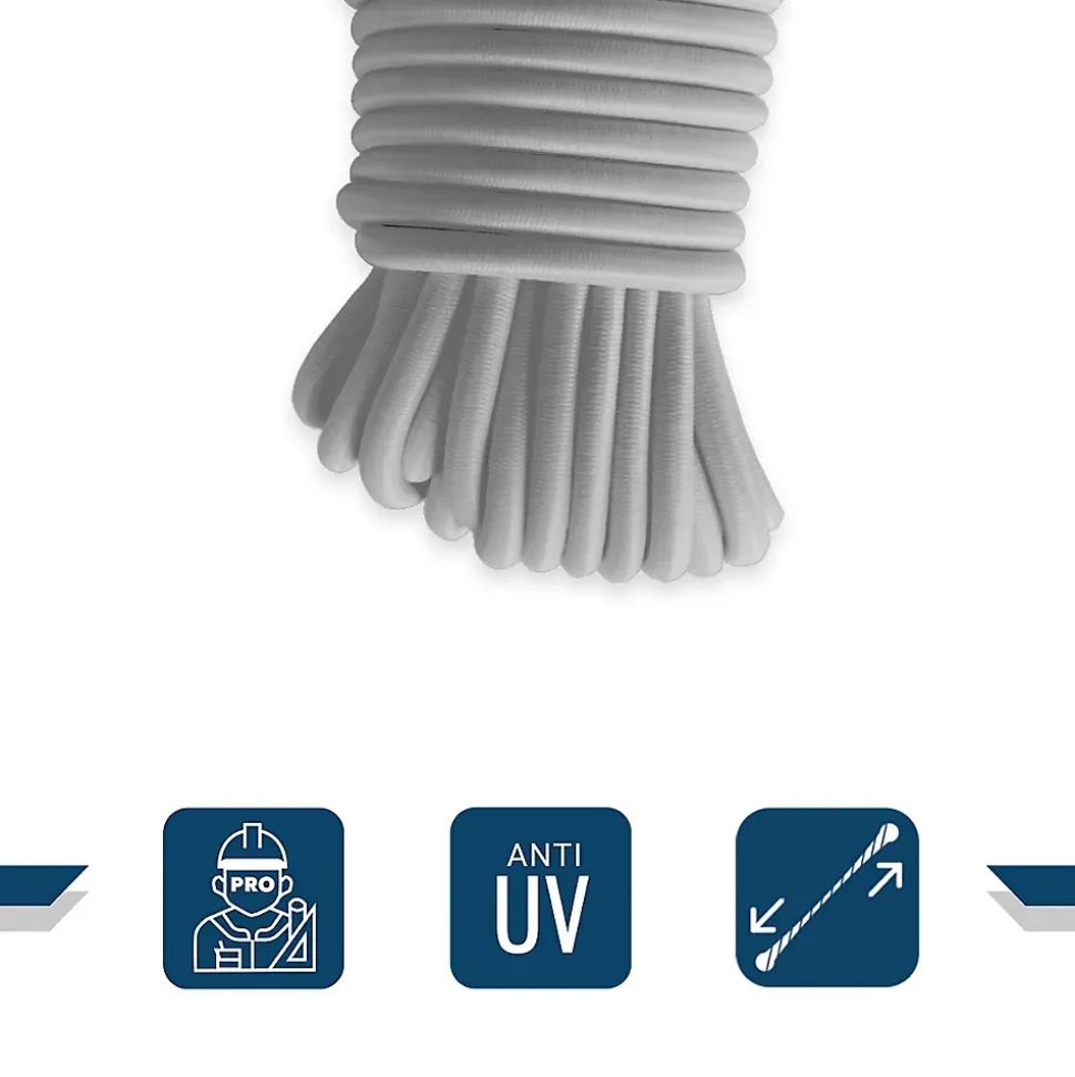 Sandow élastique Gris 90 mètres - Qualité PRO TECPLAST 9SW - Tendeur pour bâche de diamètre 9 mm