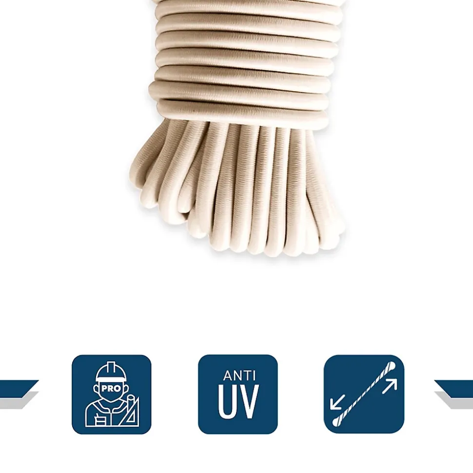 Sandow élastique Ivoire 90 mètres - Qualité PRO TECPLAST 9SW - Tendeur pour bâche de diamètre 9 mm