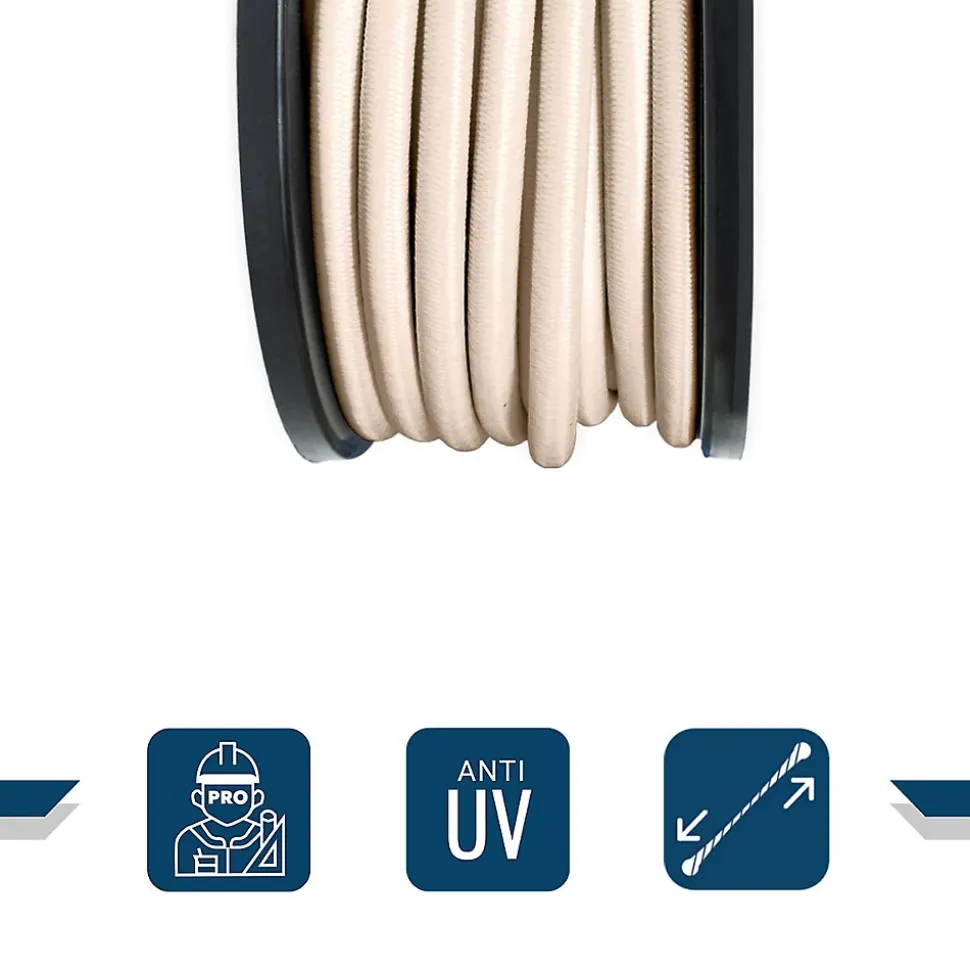 Sandow élastique Ivoire 25 mètres - Qualité PRO TECPLAST 9SW - Tendeur pour bâche de diamètre 9 mm