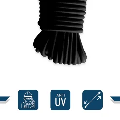 Sandow élastique Noir 60 mètres - Qualité PRO TECPLAST 9SW - Tendeur pour bâche de diamètre 9 mm
