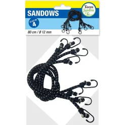 Sandow tendeur élastique 80cm avec crochets - lot de 4