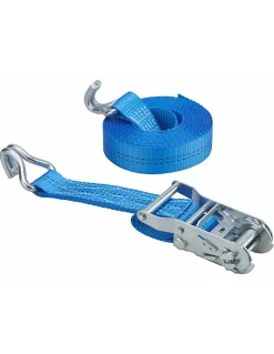 Sangle de serrage, 6m, à cliquet, crochets JJ, bleu - THIRARD
