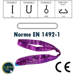 Sangle élingue ronde sans fin 4m - 1000kg - 1T - Violette