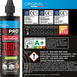 SCELL IT Kit Résine X PRO 160ml Ton Béton Avec 4 Tiges Acier M8 Et 4 Tamis Scellement Chimique Professionnel