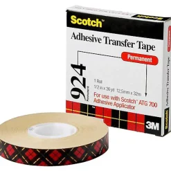 Scotch 3M ATG 924 film adhésif double-face transparent 19 mm x 55 m, adhésif acrylique 400, 0,05 mm